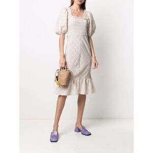 NWT GANNI Seersucker Check Midi Dress Multicolor Size EU 40/ US 8 $260